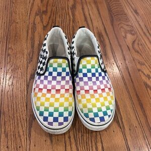 Vans Slip-On Checkerboard Rainbow Skate Shoes - Multi